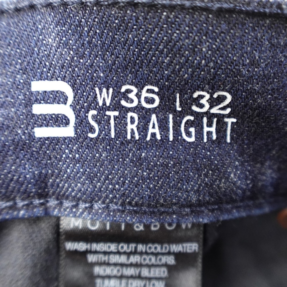 Mott and Bow Straight Crosby Jeans Mens 36 Blue Denim Stretch Dark Wash Pants - Picture 10 of 16